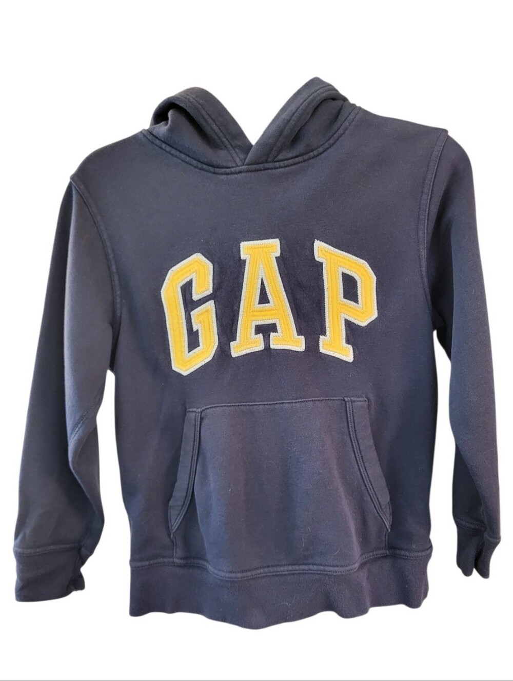GAP Kids Unisex Navy Pullover Hoodie w/ Arch Logo - Size M (8-9)